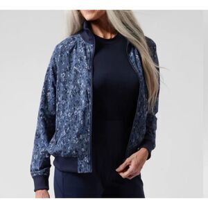 Athleta Brooklyn Bomber Jacket II Blue Leopard XXS